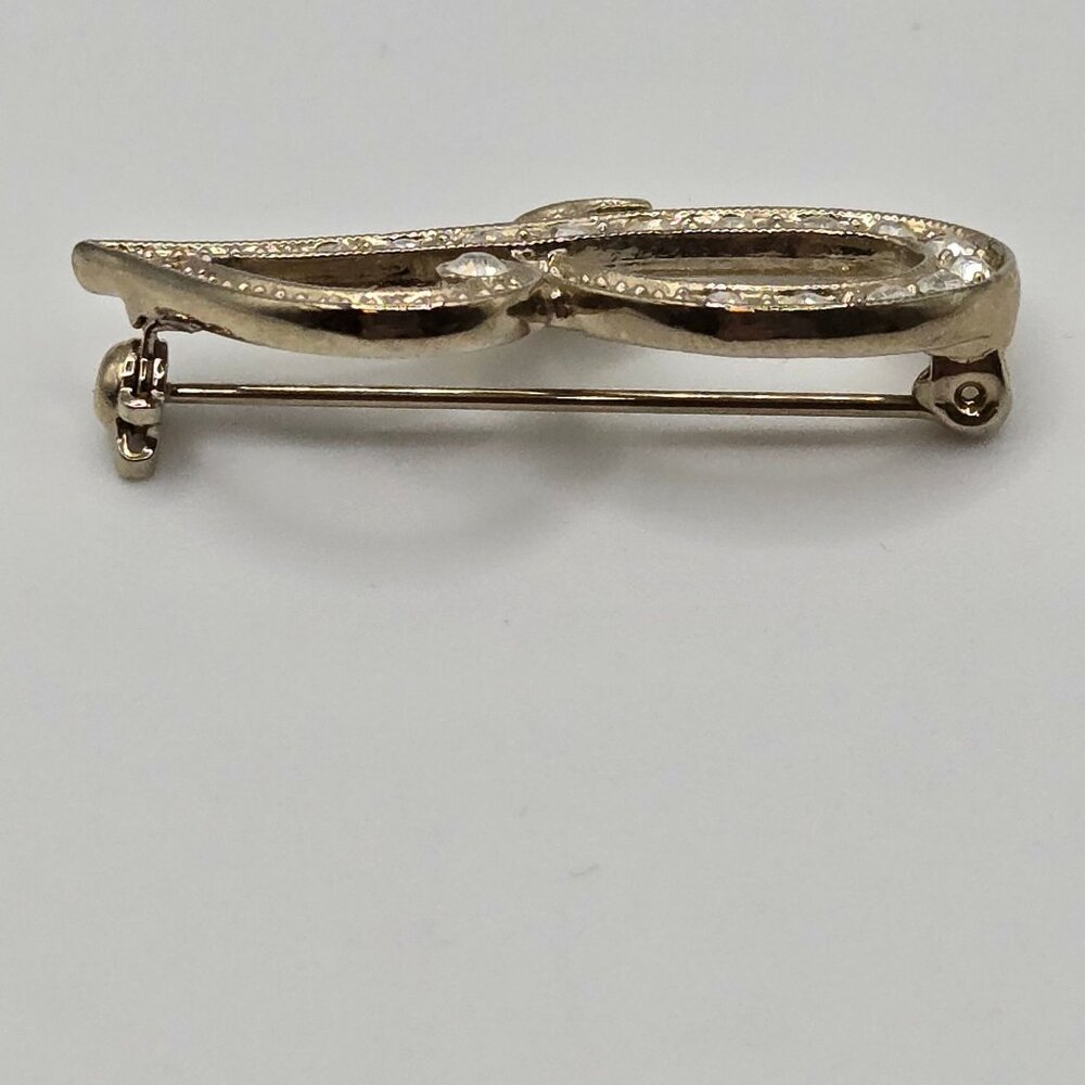 VTG Brooch Script Insignia Letter Name Monogran "J" Cursive Gold Tone Rhinestone - Picture 4 of 8